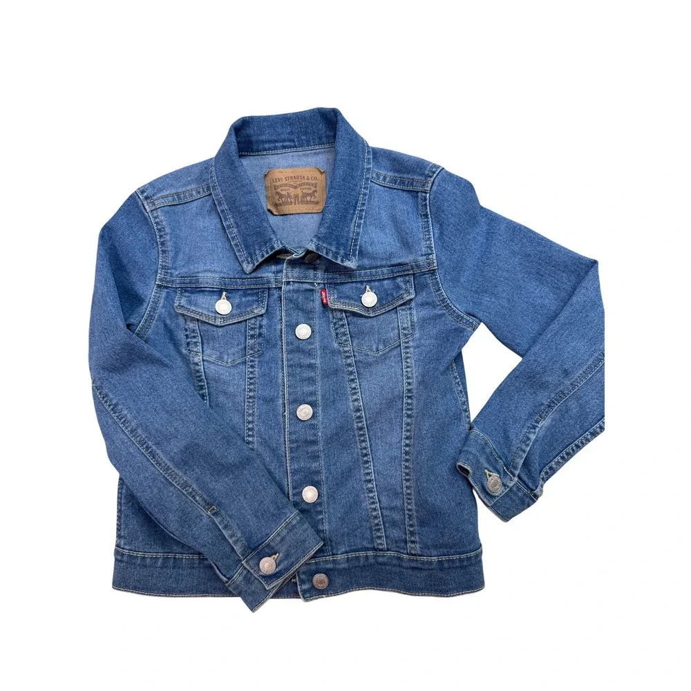 Levi's Girls Denim Trucker Jacket Medium Wash Blue Size 6/6X Classic Jean Jacket